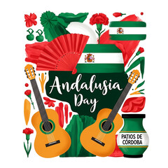 Andalusia Day Celebration Vector, Andalusia National Day Poster Design, Andalusian Cultural Festival Illustration, Happy Andalusia Day Greeting Card, Andalusia Flag and Symbols Artwork