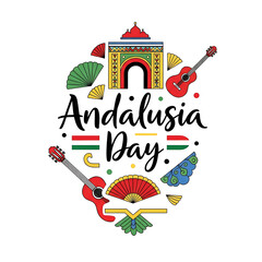 Andalusia Day Celebration Vector, Andalusia National Day Poster Design, Andalusian Cultural Festival Illustration, Happy Andalusia Day Greeting Card, Andalusia Flag and Symbols Artwork