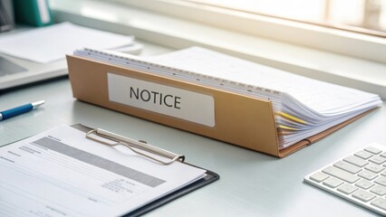 Organized Office Workspace with Notice Folder and Documents in View
