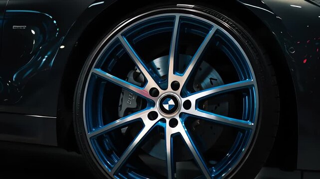 Close up of car wheel rim.