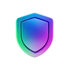 3d rendered futuristic shield with vibrant gradient colors and sleek design