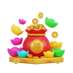 3d rendered illustration of a treasure chest overflowing with gold coins and jewels