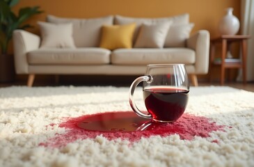 glass of red wine on a sofa
