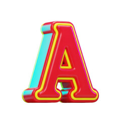 3d rendered vibrant letter a with gradient colors and a glossy finish