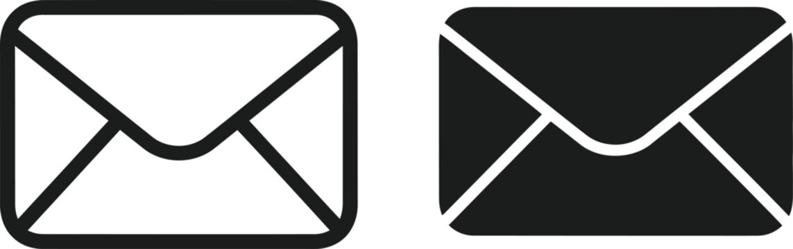 Envelope icons in black and white