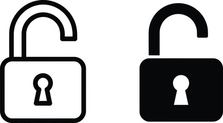 Lock and Unlock Padlock Security Symbols