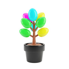 3d rendered colorful plant with vibrant leaves and modern pot design