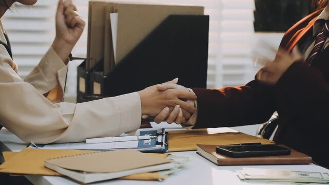 justice and law concept.Male judge in a courtroom on wooden table and Counselor or Male lawyer working in office. Legal law, advice and justice concept.