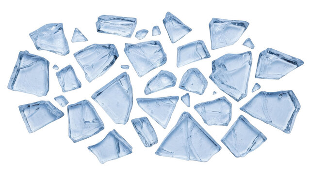 Broken ice shards isolated on transparent background