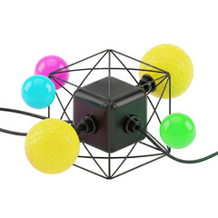 3d rendered abstract geometric shapes with vibrant colors and interconnected lines