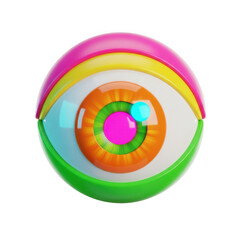 3d rendered vibrant and colorful eye with multiple concentric circles and rainbow colors