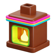 3d rendered charming small lantern with a flame inside and colorful accents