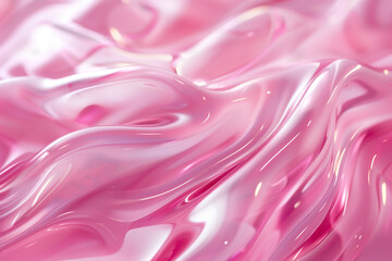 Obraz premium Smooth, glossy pink surface with flowing, liquid-like texture reflecting light, creating an abstract and visually appealing pattern.