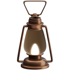 3D Vintage Copper Lantern with Flame
