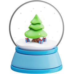 3D Snow Globe with Tree and Gifts