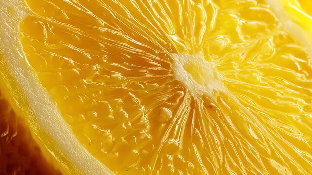 Vibrant orange slice closeup macro.