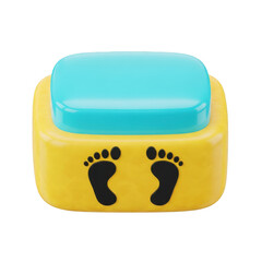 3d rendered vibrant baby footprints on a colorful bath toy