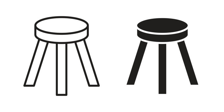 Three legged stool icon illustrations. Pack of vector icons for ui ux