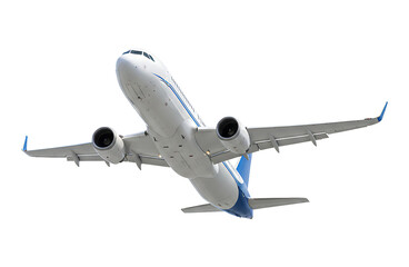 Fototapeta premium Commercial Passenger Airplane Isolated on Transparent Background PNG
