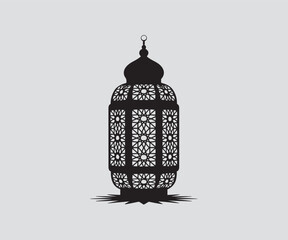 Naklejka premium Elegant Arabic lantern with intricate patterns and dome top.
