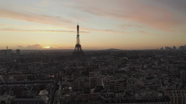 Aerial View of Paris at Sunset