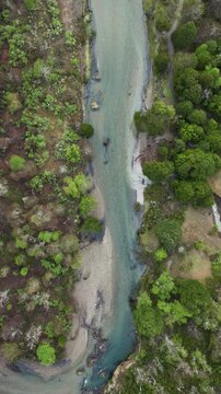 Top-Down Aerial View of Pichi Traful River in Patagonia