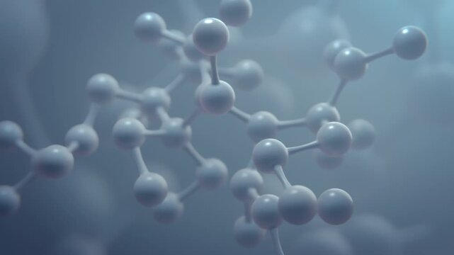 3D macro animation of a camera flying through interconnected molecules