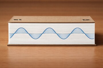 Blue Wave Pattern on Stack of Paper Edges