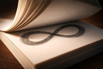Hand-Drawn Infinity Symbol on Flipping Pages