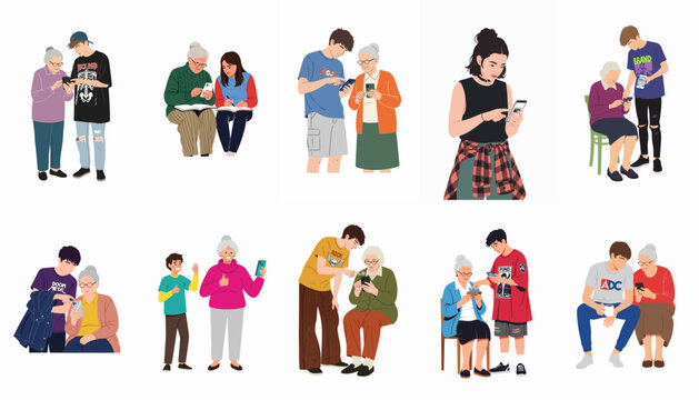 Generational learning: Young adults teach seniors how to use smartphones, navigating the digital world and closing the technology gap.