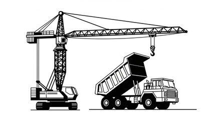 Crane Lifting Dump Truck Cargo. © Ale
