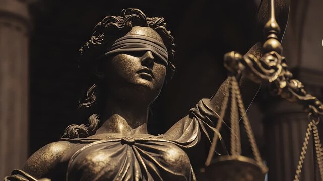 Themis statue with blindfold and scales.