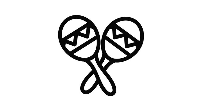 Two maracas depicted in a striking black outline silhouette