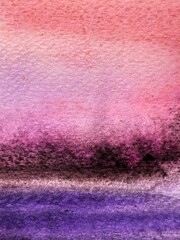 Abstract watercolor painting background with soft pink purple and violet color gradient hand drawn on textured paper