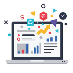 Fototapeta premium Data Analytics Dashboard Illustration with Charts and Graphs