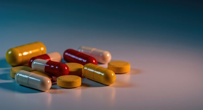 A vibrant selection of nutritional supplement capsules and tablets emphasizing balanced health, wellness, and mindful dietary support ,control ,balance ,daily