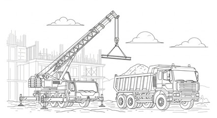 Crane Loading Truck with Gravel.