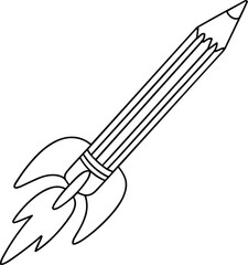 Obraz premium Pencil Rocket Launching Upward with Flames, Stock Illustration