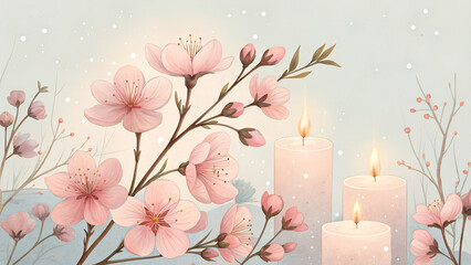Pastel Softness &ndash; Blush blooms + soft candlelight for a dreamy atmosphere.