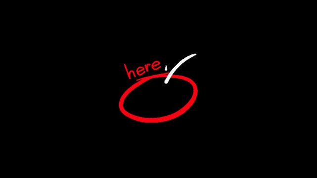 red circle on black background with arrow 