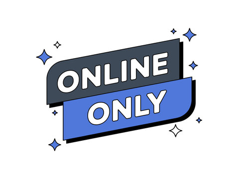 A vector graphic illustration of an online only icon with a modern design and sparkles