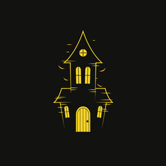 Fototapeta premium Eerie Haunted Mansion Silhouette Gothic Architecture Illustration