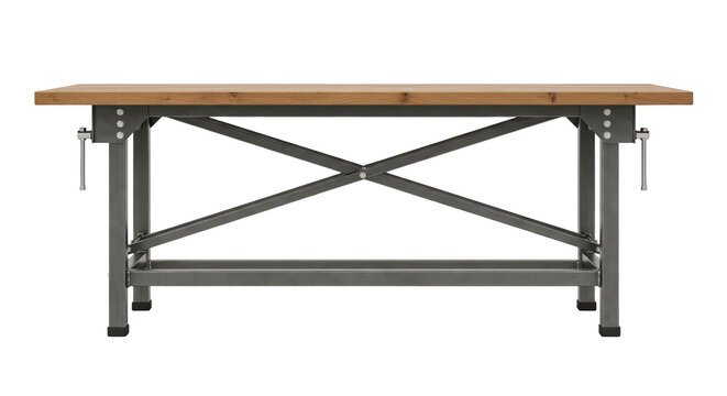 Adjustable heavy-duty industrial workbench table on transparent background png (समायोज्य भारी औद्योगिक कार्यक्षेत्र मेज)