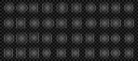 Premium Transparent Glass Frame Shapes Set with Glossy Light Effect Vector Collection