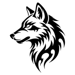 Fototapeta premium Tribal Wolf Head Silhouette Logo in Black Vector, tribal tattoo wolf designs