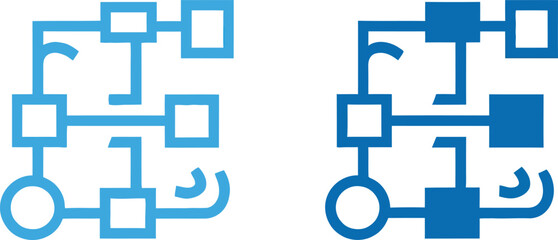 Obraz premium Blue flowchart diagrams with squares and circles