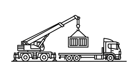 Crane Truck Lifting Container Cargo. © Den