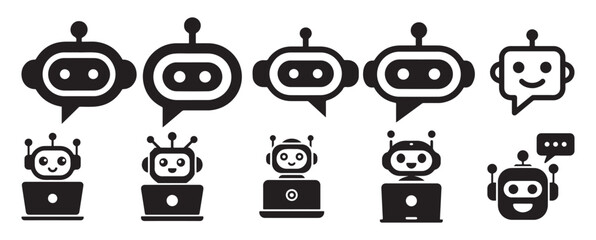 Virtual assistant chatbot icons for mobile app and web interface. vector illustration eps 10