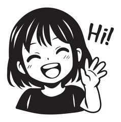 Hi girl anime avatar vector © !UNTEN S.G.