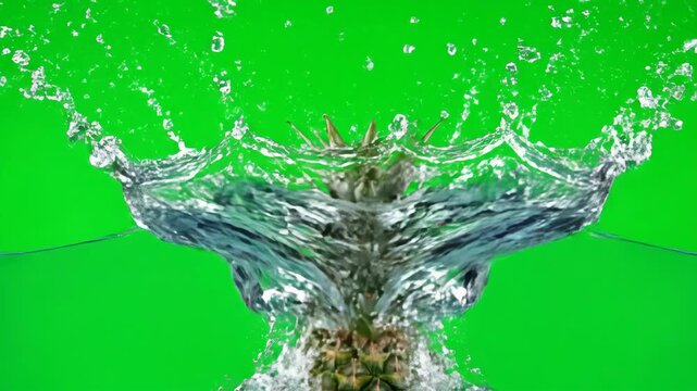 Fresh pineapple on green background